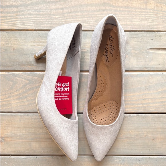 Payless Dexflex Comfort Gray Heels Elegant Kitten Pumps - Picture 1 of 5